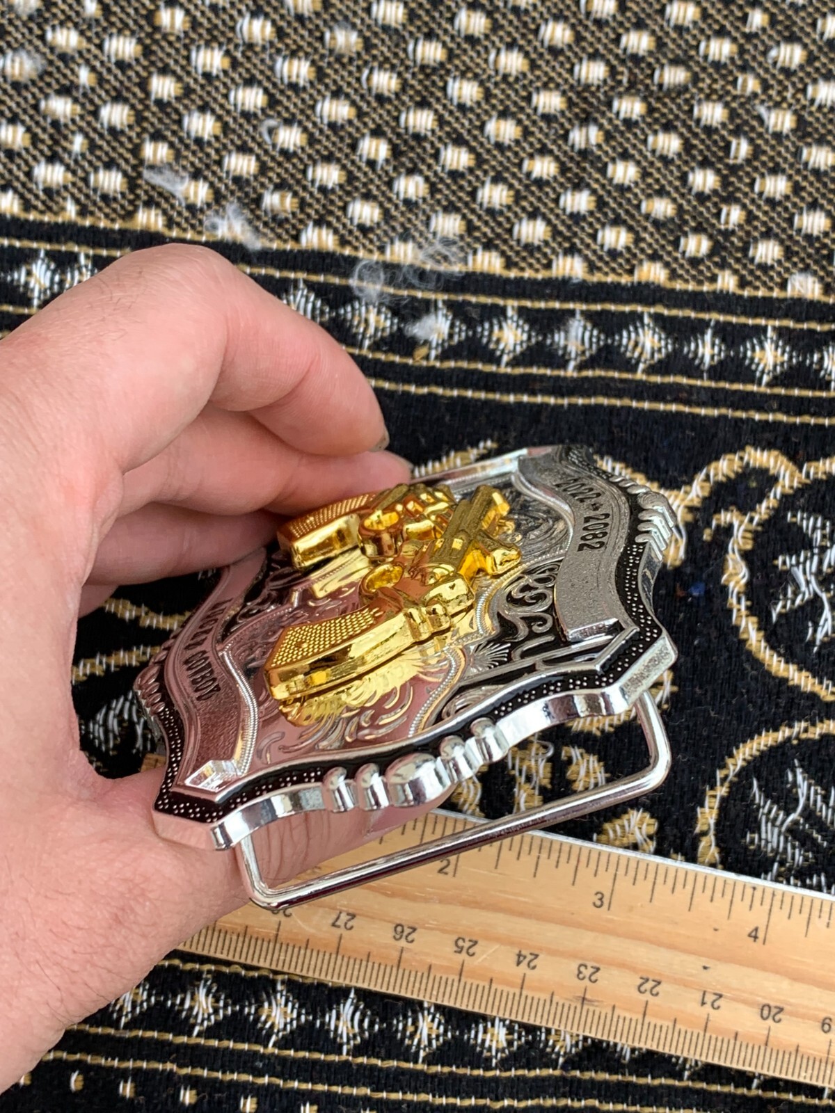 Western Buckle Gold Black Silver Guns 2nd Amend Cowboy 2 »Buckle Hebilla Vaquero