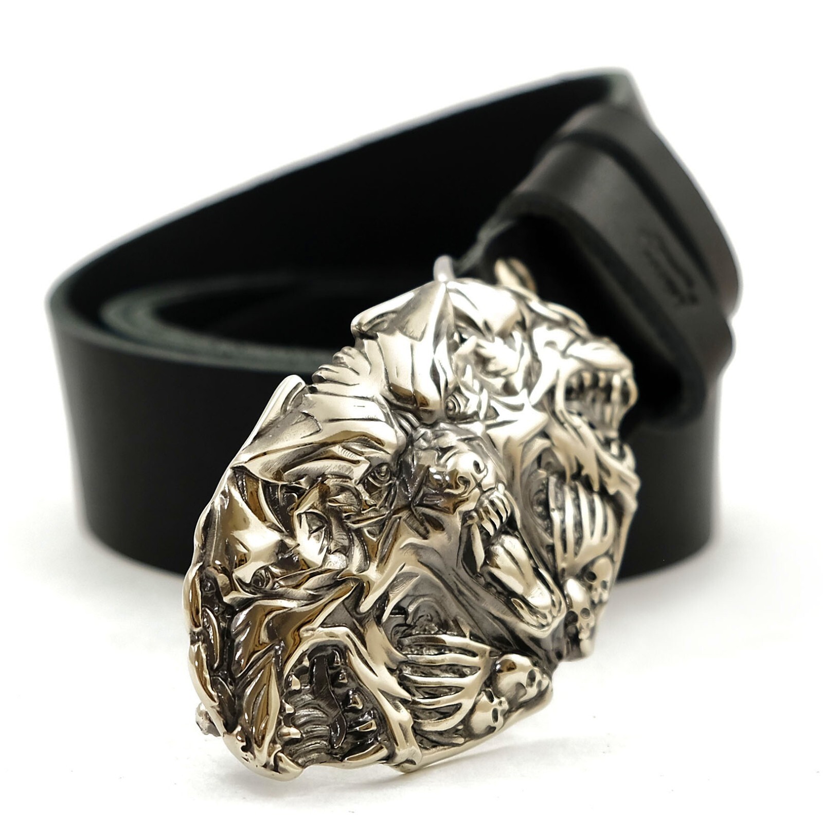German silver belt buckle Cerberus, Animal buckle, Three headed dog, Hell dog