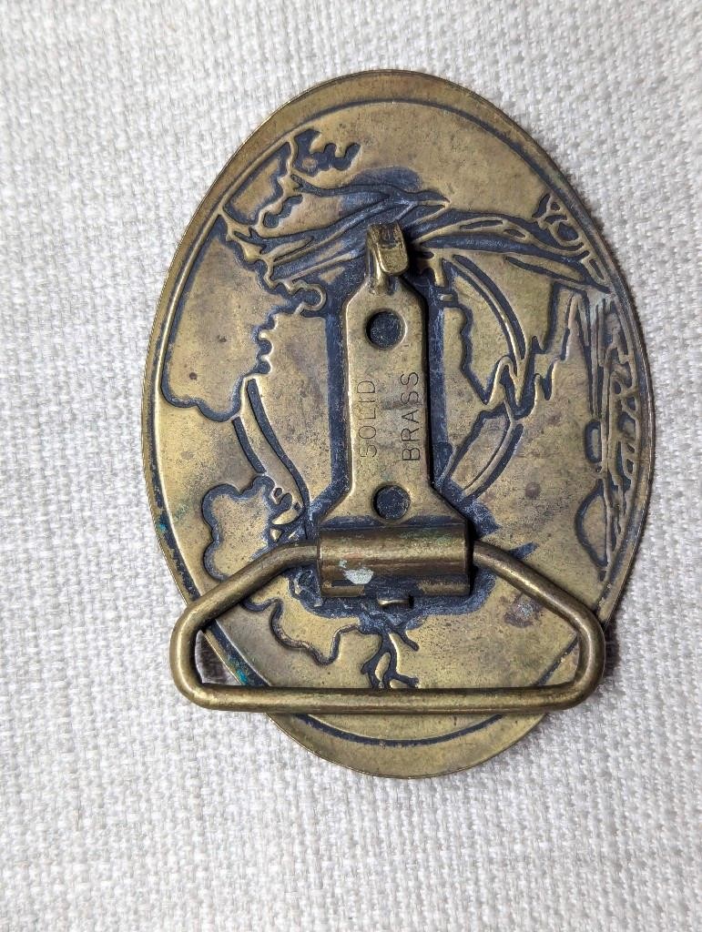 1970s vintage TREE OF LIFE belt buckle SOLID BRASS hippie boho WESTERN cowboy