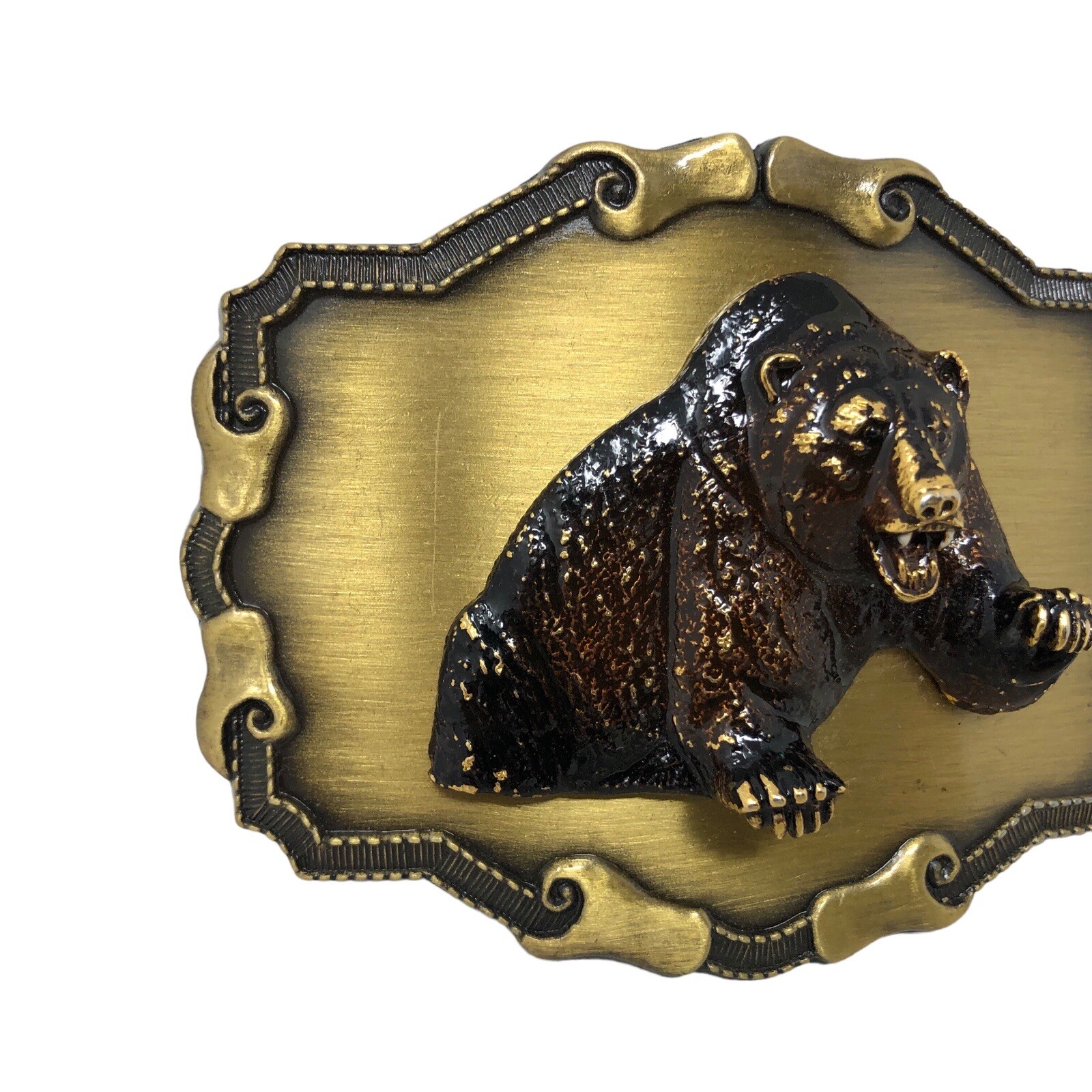 Brown Bear Growling 3D Belt Buckle Wildlife Hunting Grizzly Woods Forest Outdoor