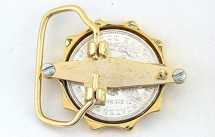 1921 Morgan Silver Dollar Goldplated Belt Buckle EPBB48-121222