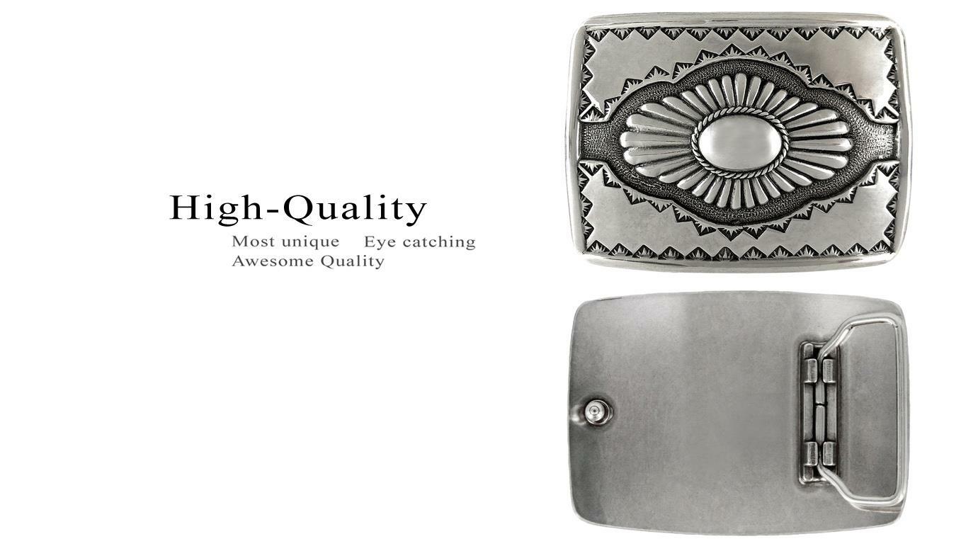 American Southwest Design Sterling Silver Plated Western Belt Buckle