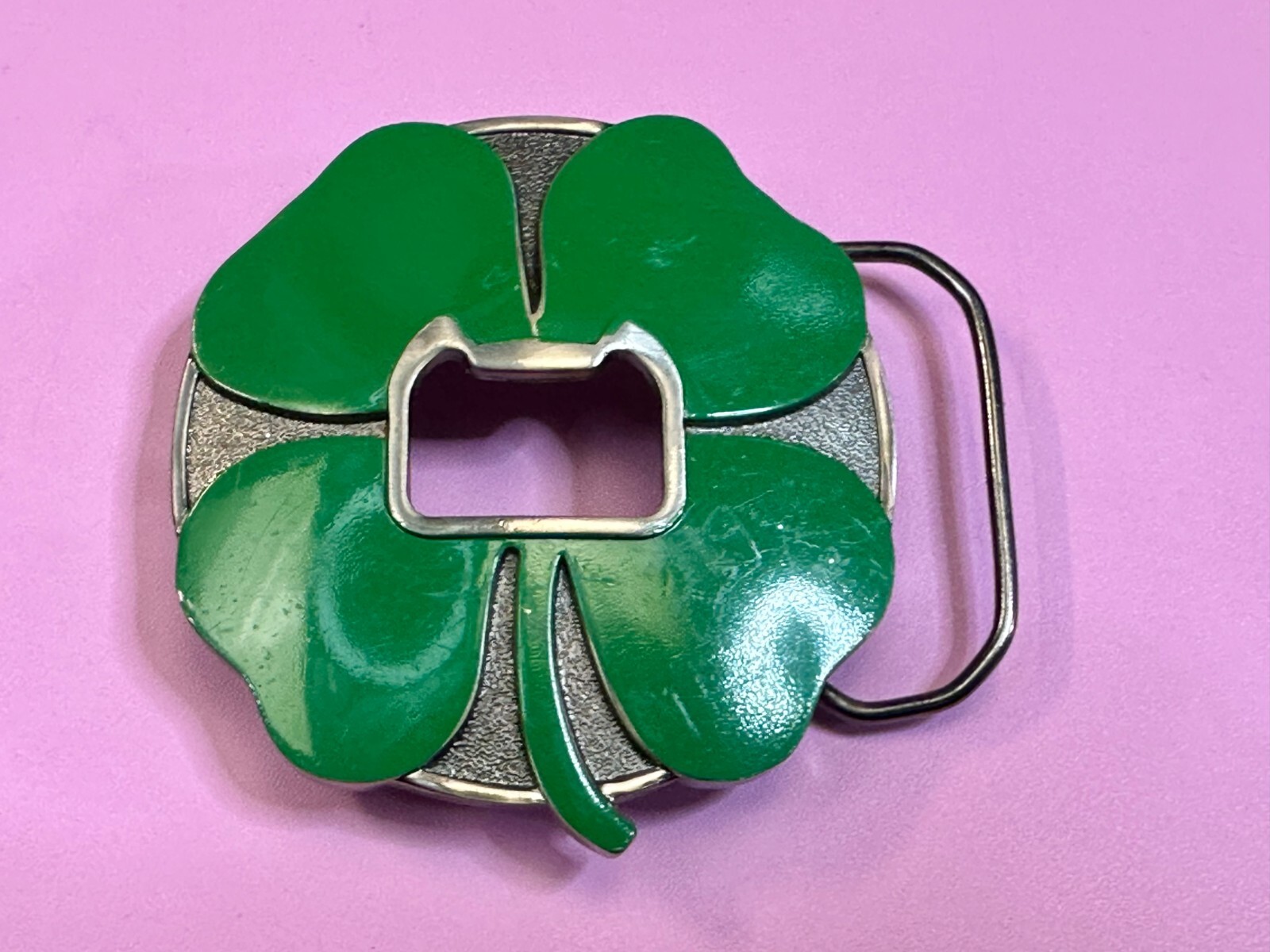 Lucky 4 Leaf Clover St. Patrick Day Novelty KALAN Belt Buckle with Bottle Opener