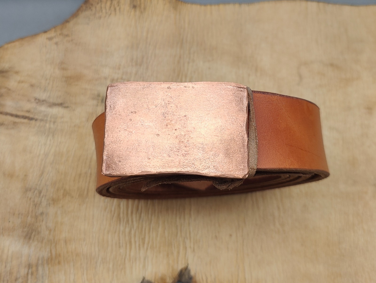 Handmade Leather Belt with SOLID COPPER BUCKLE