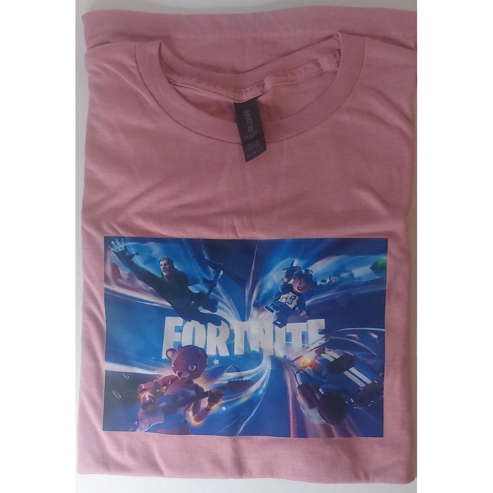 Fortnite T-Shirt Pink Graphic Tee Gaming Top Short Sleeve #3C