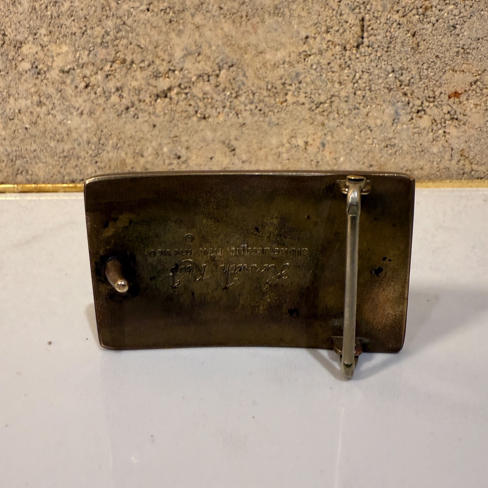 Mid Century Modern Kenneth Reid Buckle Dark Wood Thin Line Brass
