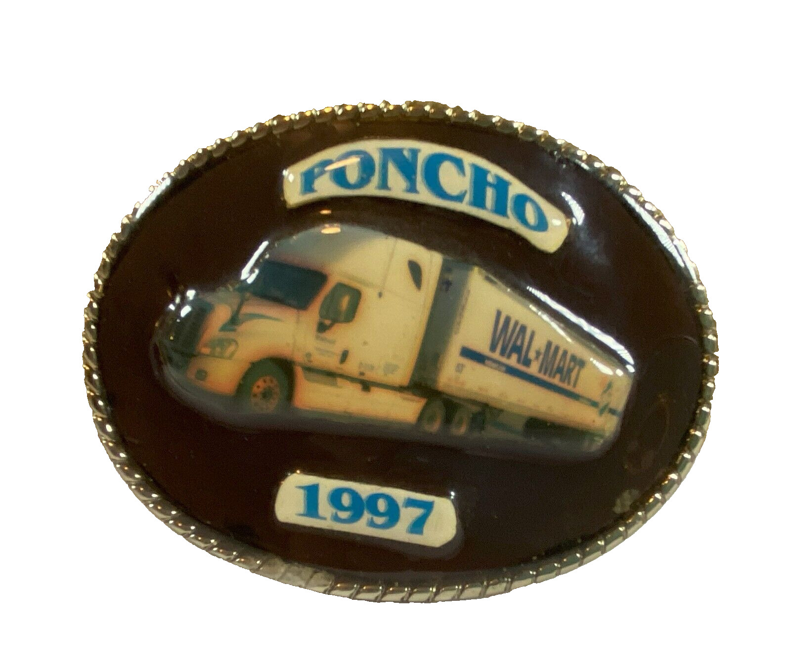 Poncho Wal-Mart 1997 Belt Buckle Enamel 3 3/4&Prime; X 3&Prime; New Never Used Display Only