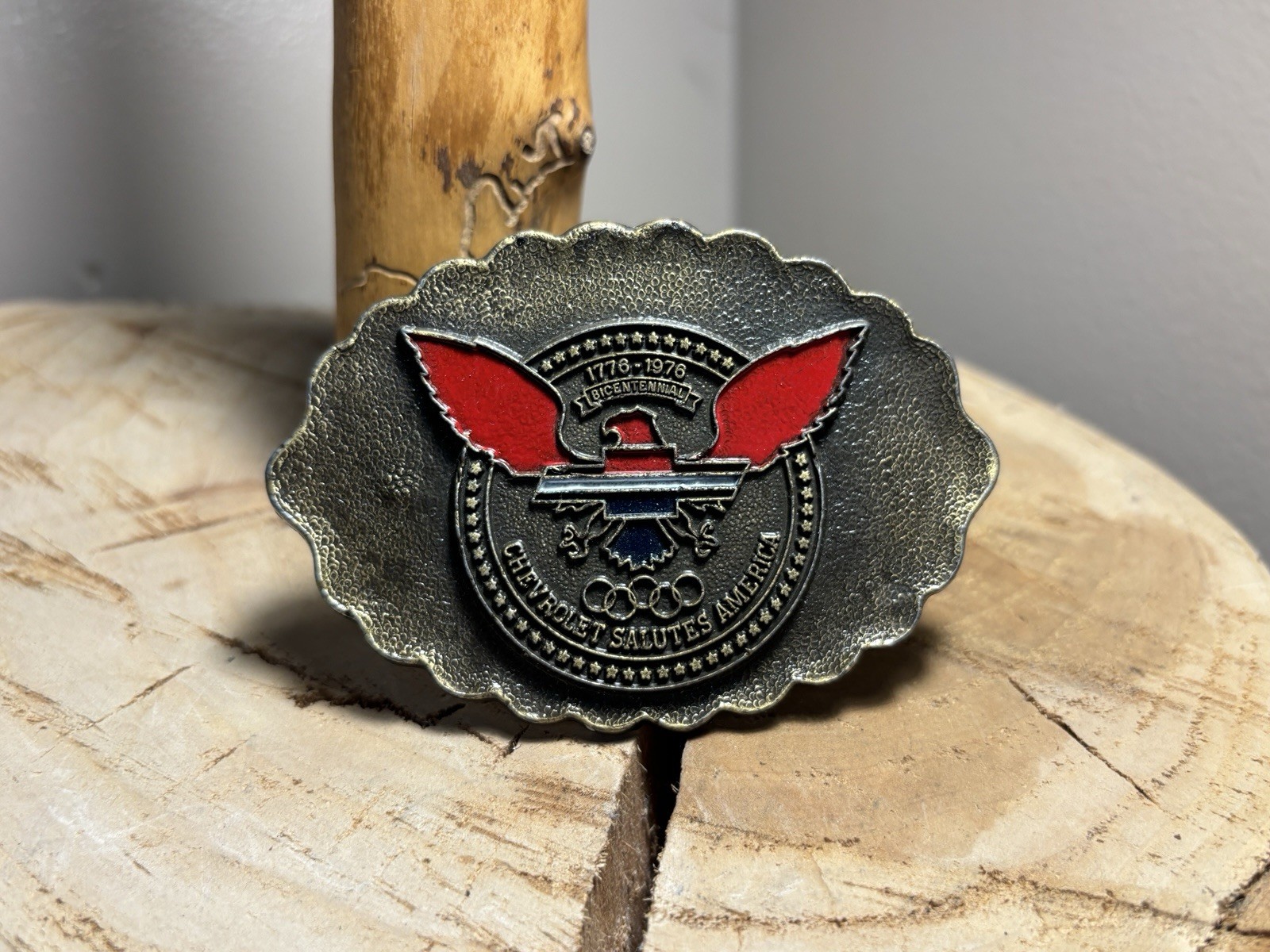 1976 Chevrolet Bicentennial Belt Buckle Chevy Eagle Logo R Roberts USA RARE GMAD