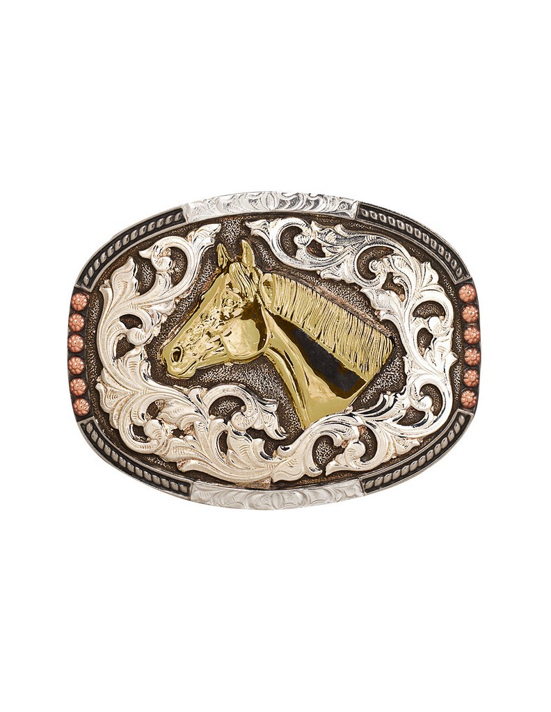 Crumrine Western Belt Buckle Horse Head Silver Gold Copper C1001707