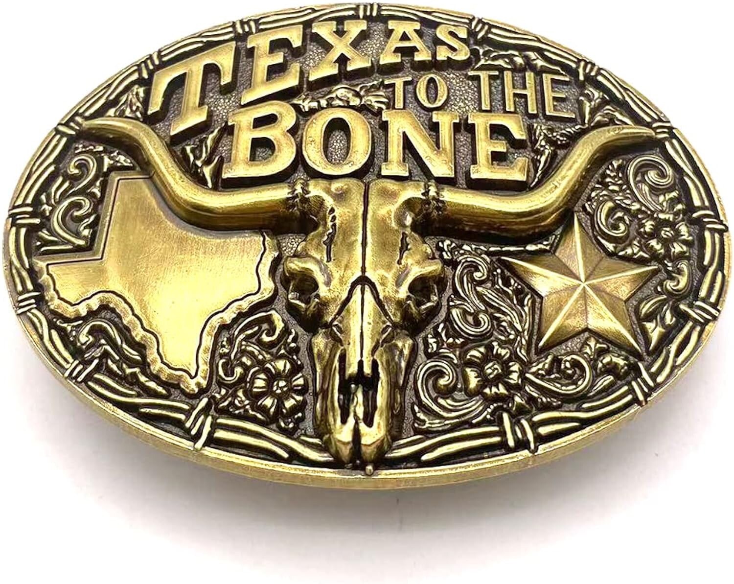 Texus longhorn belt buckle vintage Western Cowboy Retro Cool Oval Large Bull