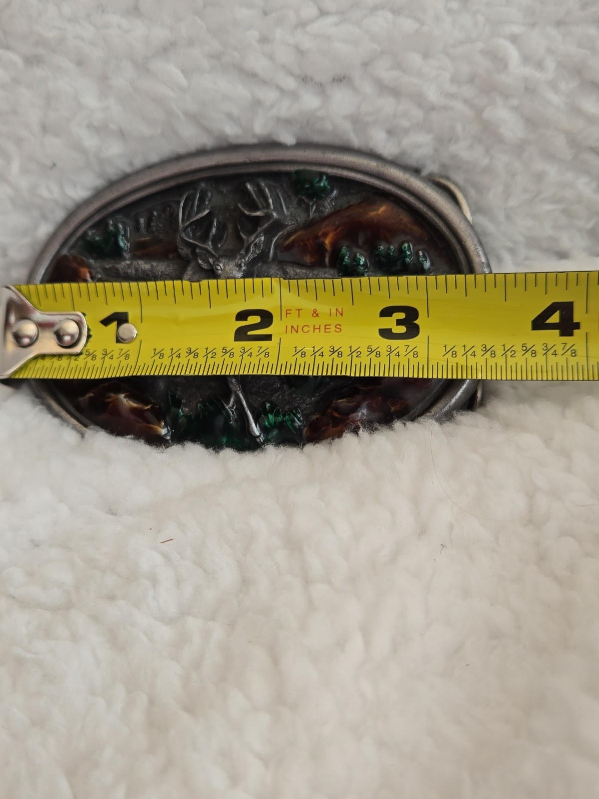 Vintage Bergamot Deer Belt Buckle #G-146 Glossy Colors Pewter 1983 Made In USA
