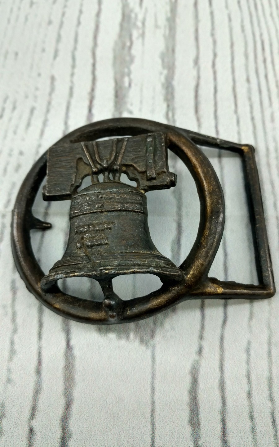 Liberty Bell Pass Stow Symbol of American independence Vintage Belt Buckle