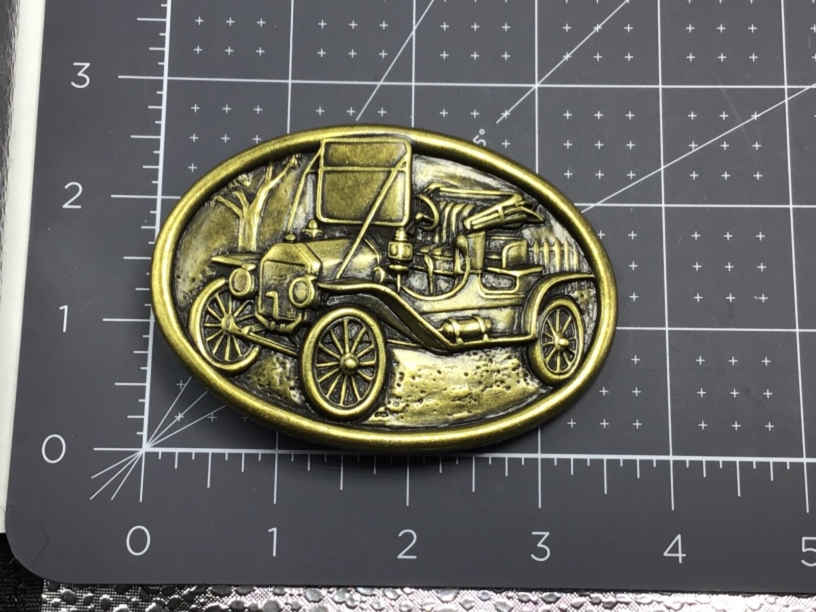 WESTERN COWBOY ~ COWGIRL BRASS OLD CAR BELT BUCKLE” AVON”