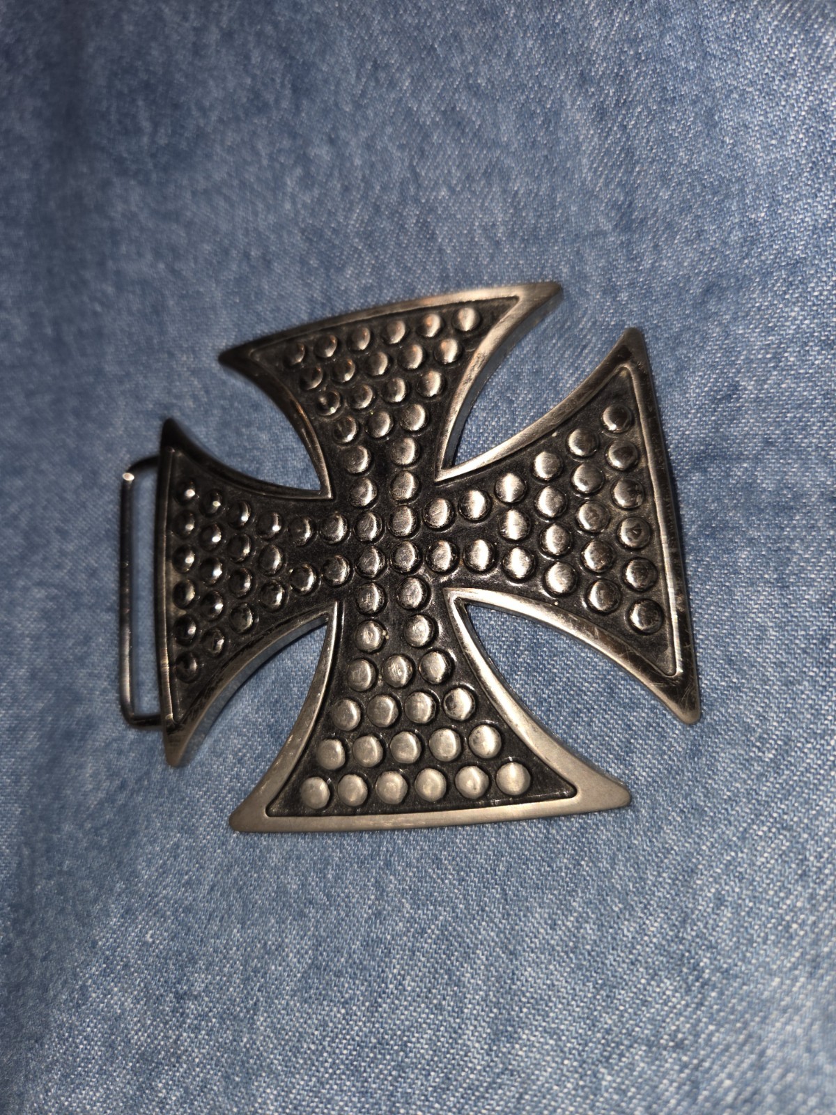 Vintage Maltese Iron Cross Belt Buckle. Pewter/Black. Biker/Gothic. LA Design