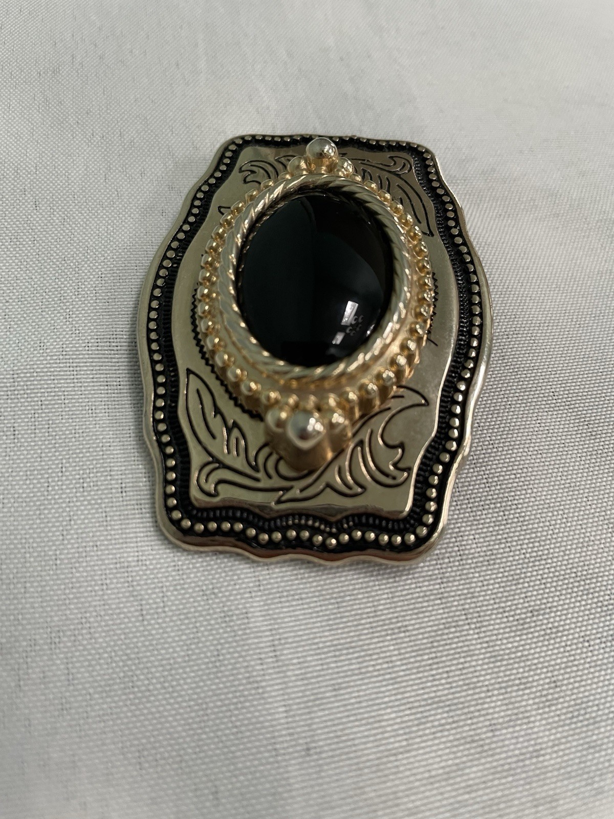 Gold Color Oval Western Natural Black Onyx Cabochon Cab Belt USA Made