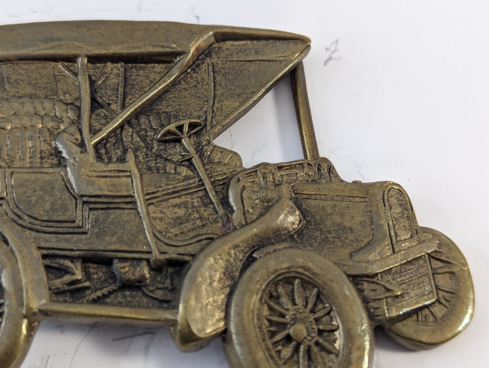 Vintage Automobile Antique Car Shaped Model A Solid Brass Belt Buckle