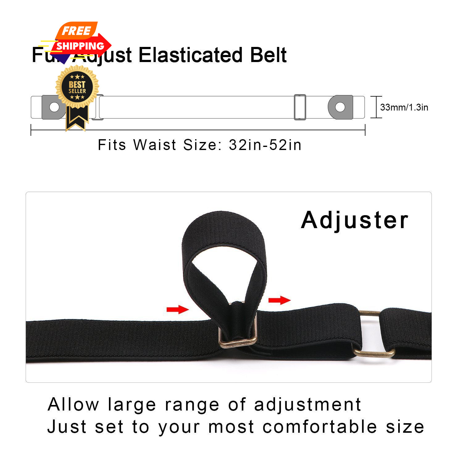 XZQTIVE No Buckle Invisible Fits waist size 36&Prime;-50&Prime;, 2 Pack Black&brown
