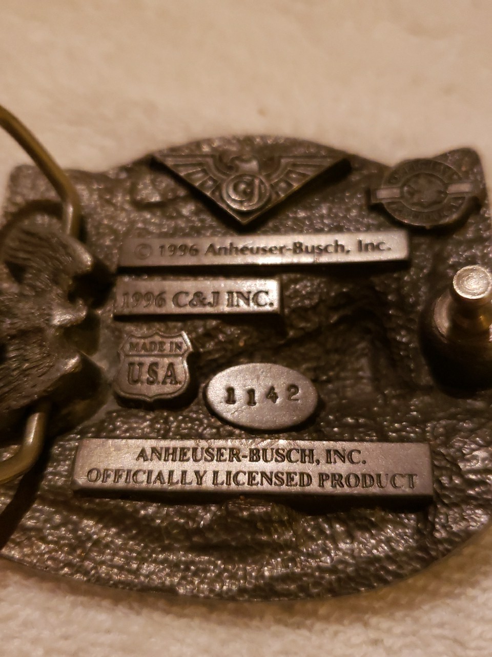 VINTAGE BUDWEISER BUCKLE CLYDESDALES KING OF BEERS EMBOSSED WAGON VGC