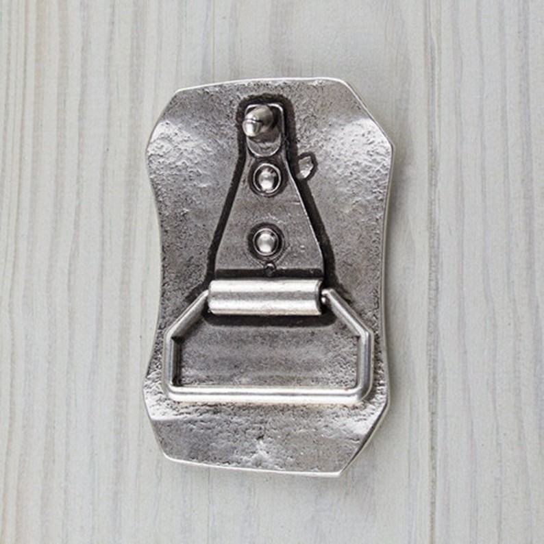 Silver Rectangular Textured Belt Buckle, Unisex Metal Accessory