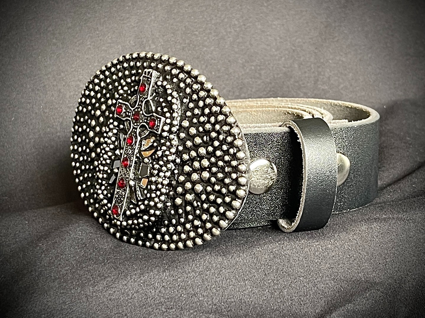 Handmade Oval Cross Belt Buckle Gothic Rock Metal Darren McNeese