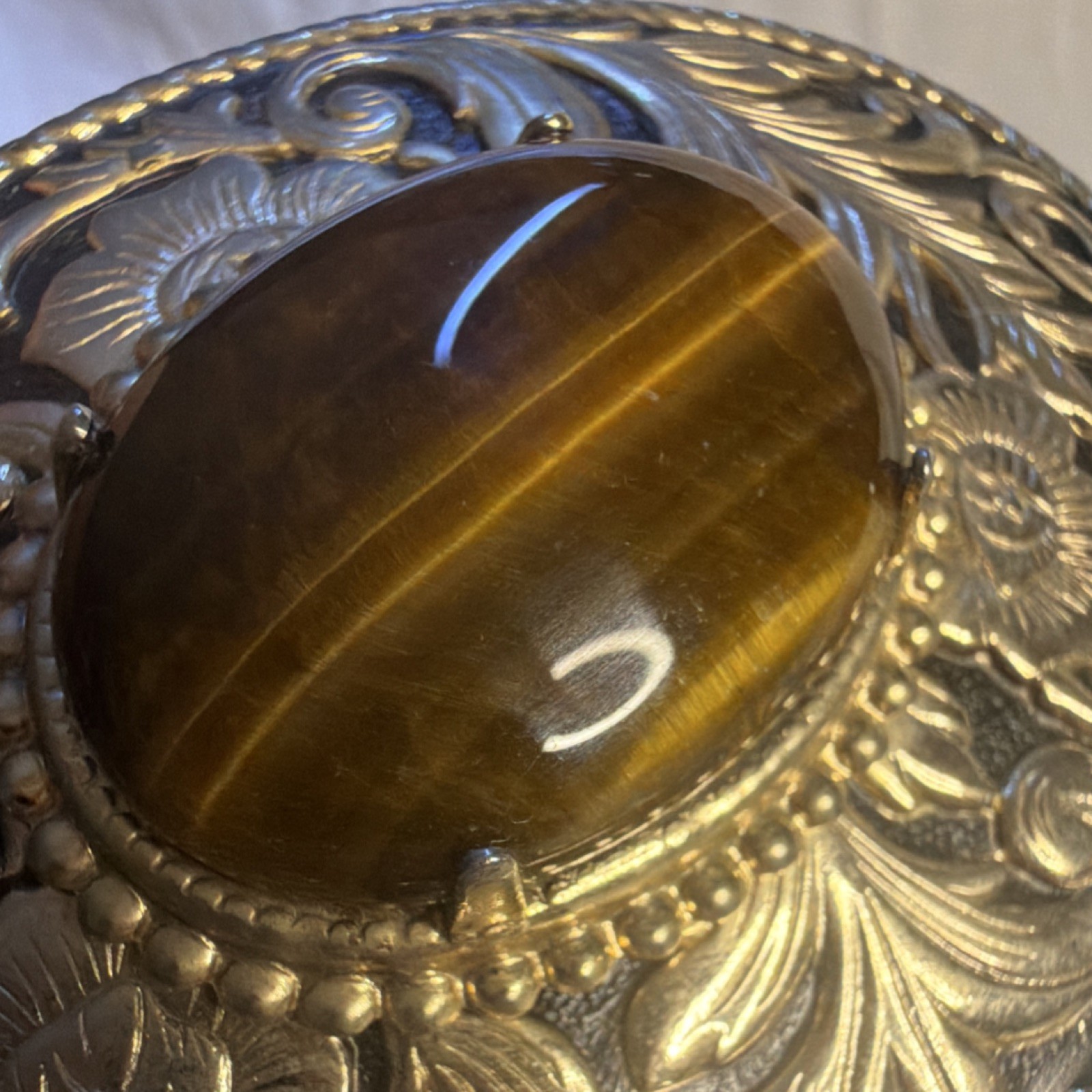 Silver Brown Western Oval Belt Buckle for Men Floral Stone Metal Rodeo Accent