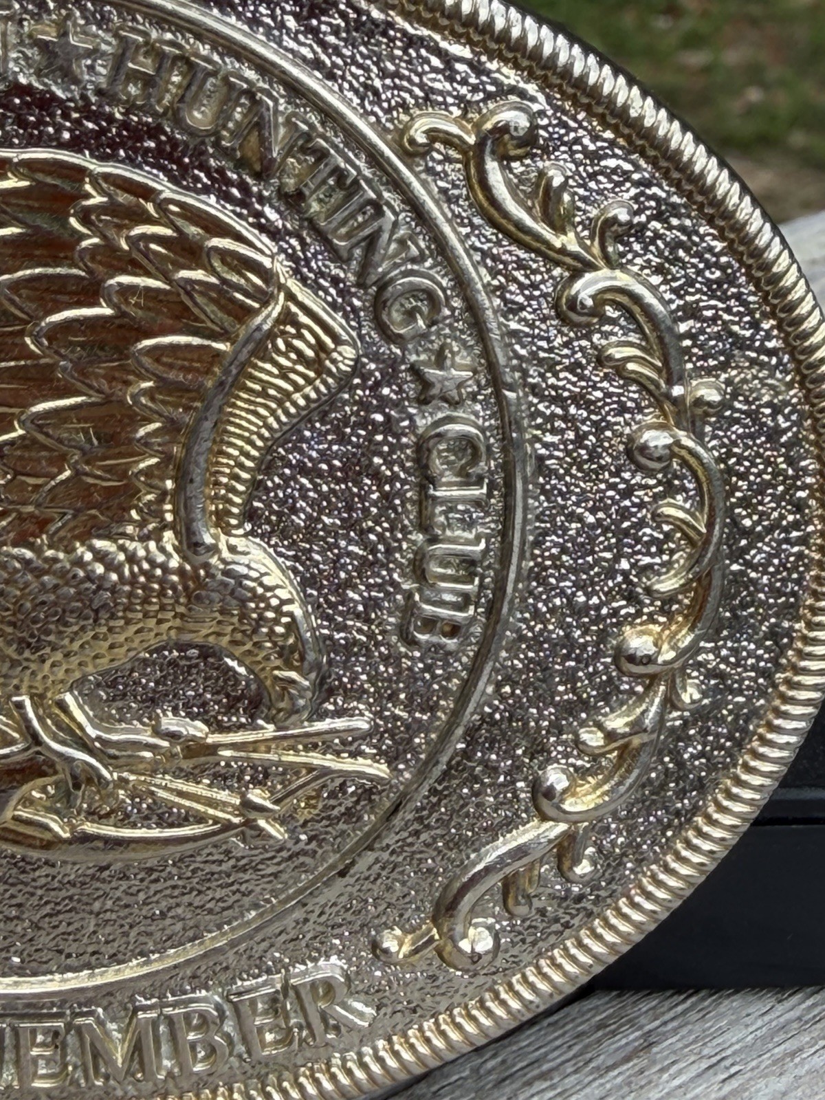 Vtg North American Hunting Club Wings of Gold Brass Belt Buckle Life Member READ