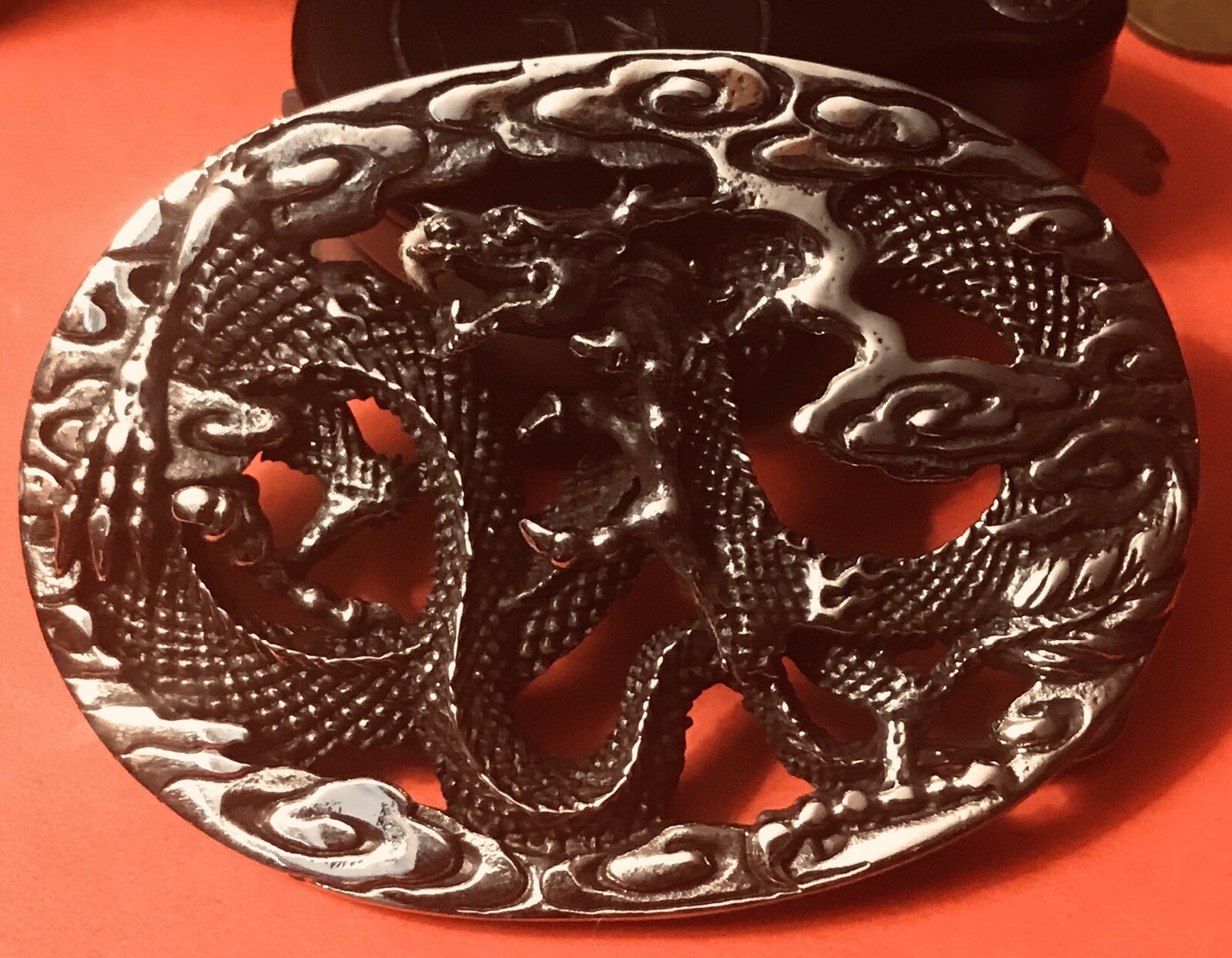 Metal Silver Tone Dragon Belt Buckle New In Box Free Shipping￼￼