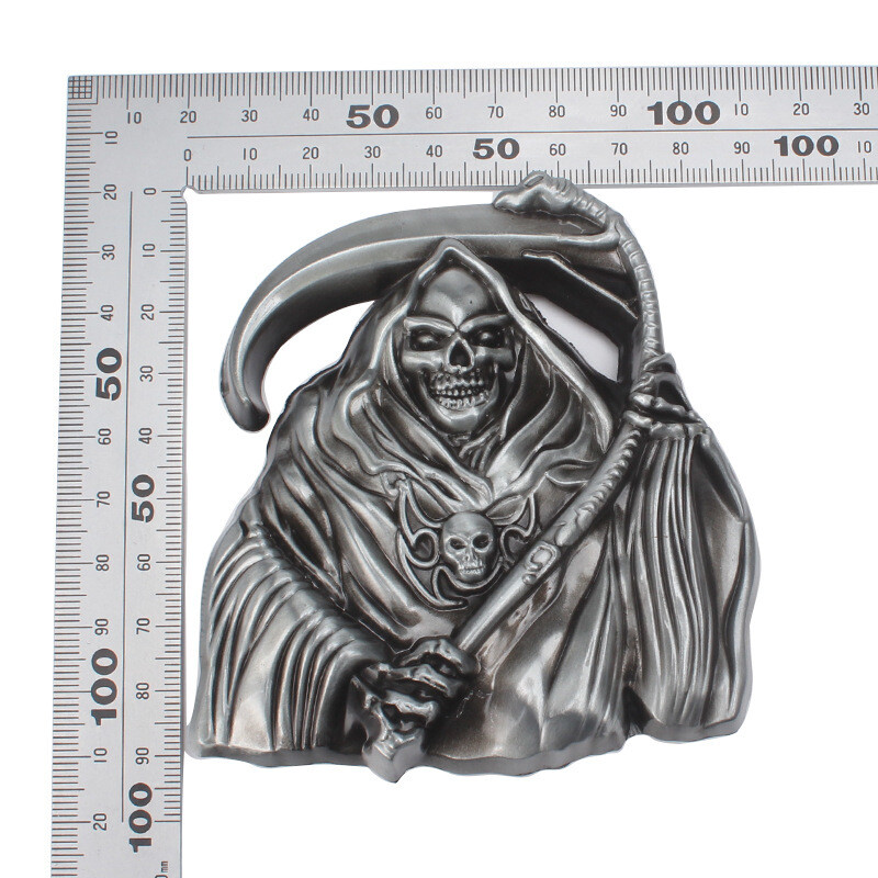 Skull Death Belt Buckle Western Cowboy Motorcycle Riding Belt Buckle