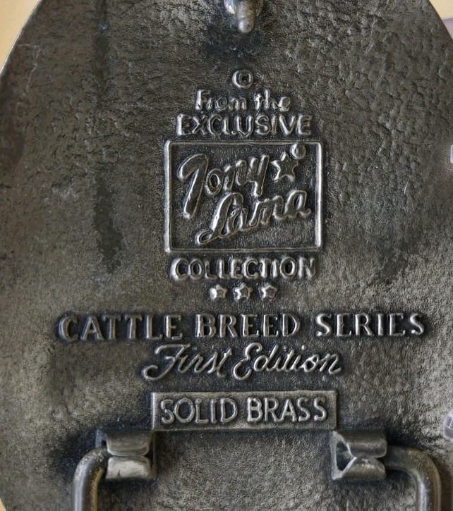 VINTAGE TONY LAMA CATTLE BREED SERIES FIRST EDITION SOLID BRASS BELT BUCKLE