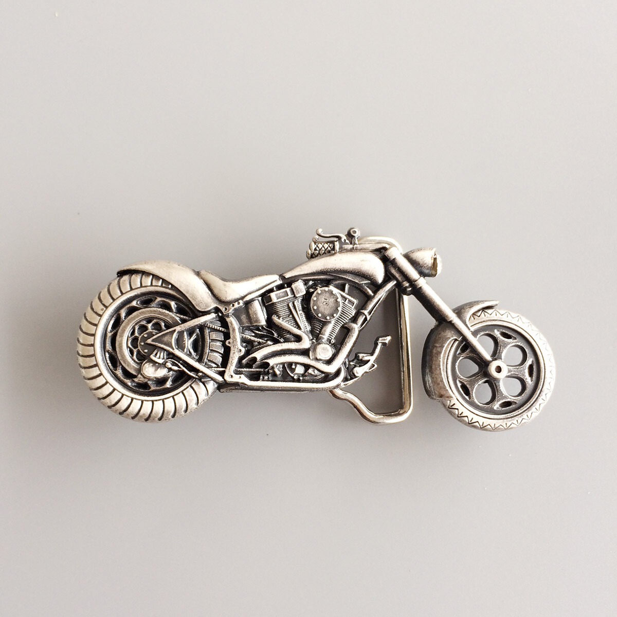 Vintage Silver Plated Heavy Motorcycle Biker Rider Belt Buckle