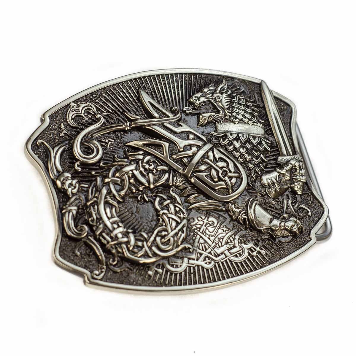 Semargl german silver belt buckle, Mythical winged lion Simargl belt buckle