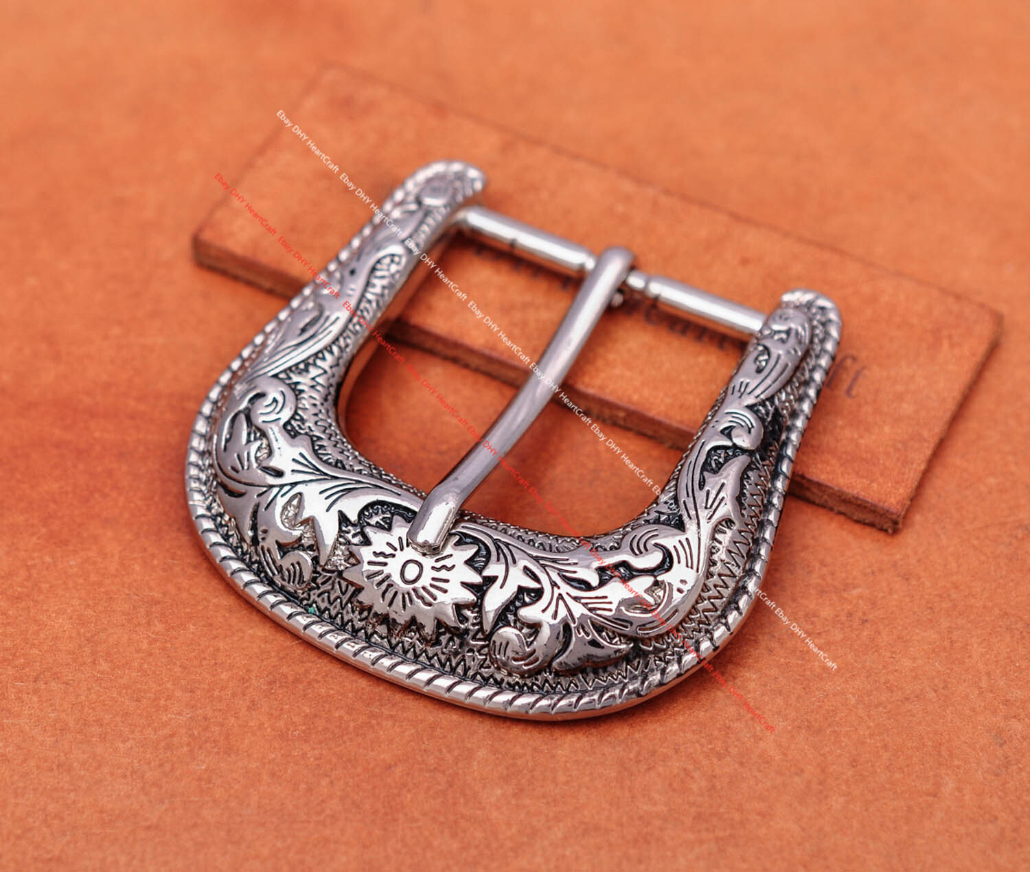 Western Engraved Silver Equestrian Tack Bridle/Halter Belt Buckle 3pc Set 1-1/2&Prime;