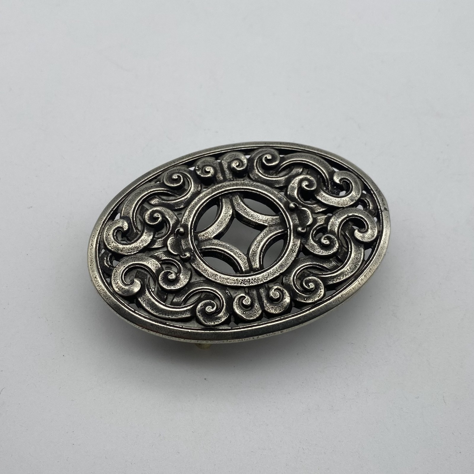Bohemian Oval Nickel Silver Belt Buckle – Handcrafted Boho Western