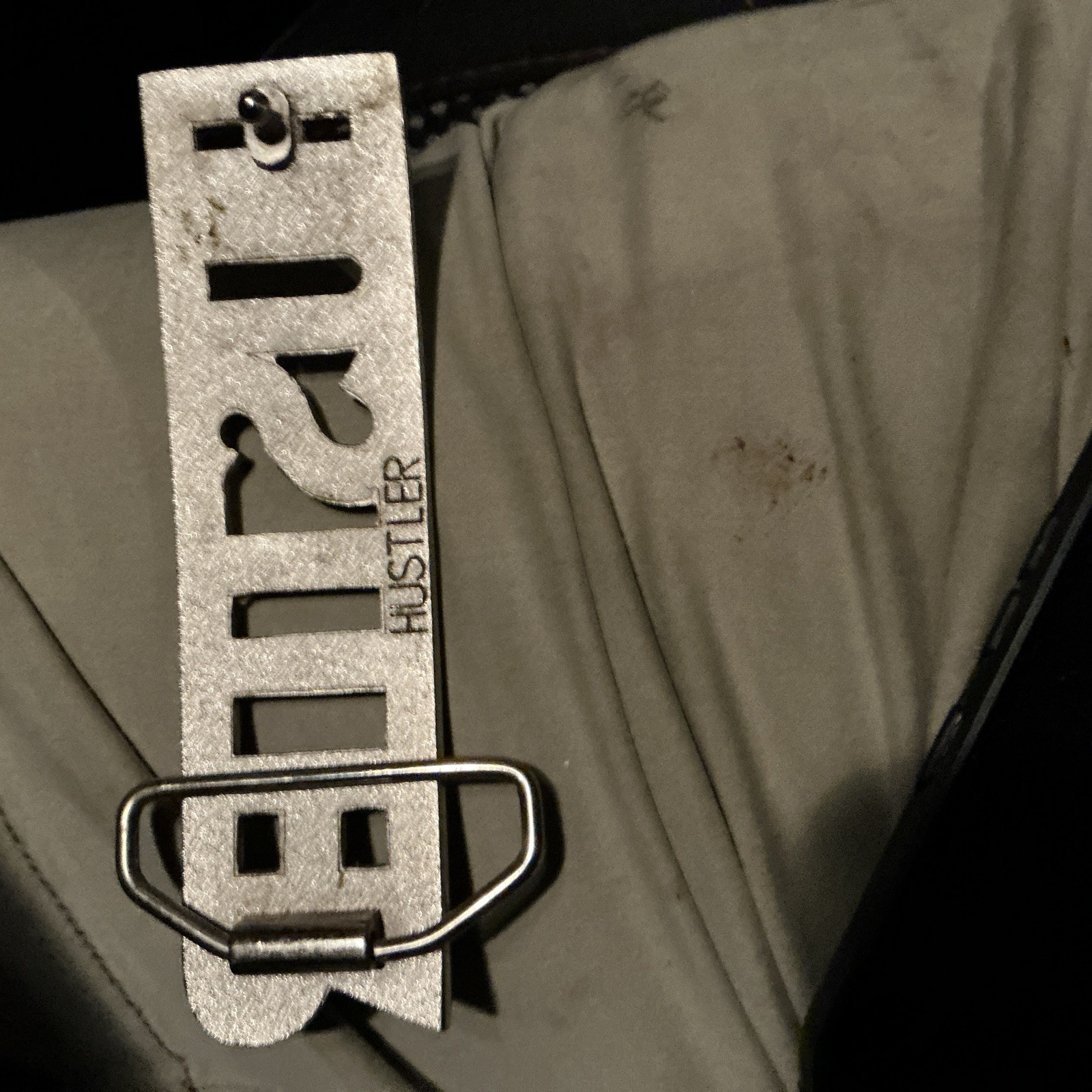HUSTLER Block Letter Word Statement Cutout Silver Color Belt Buckle
