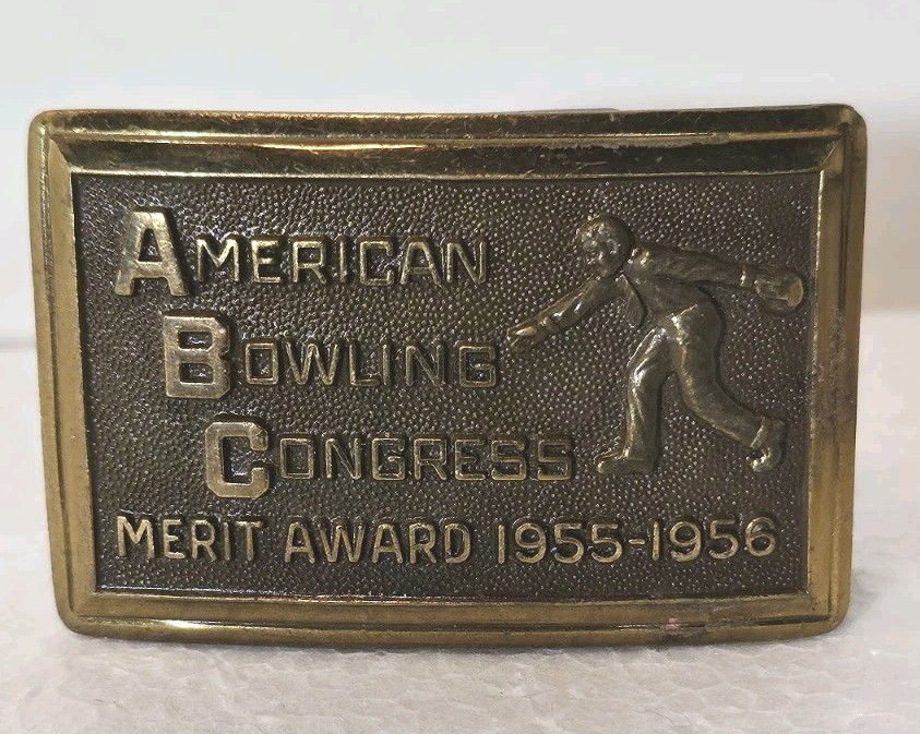 Vintage Belt Buckle American Bowling Congress Merit Award 1955-1956 274 Pins
