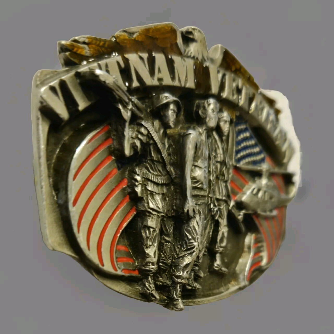 Vintage Vietnam Veteran Belt Buckle made in 1989 by Siskiyou Buckle Company