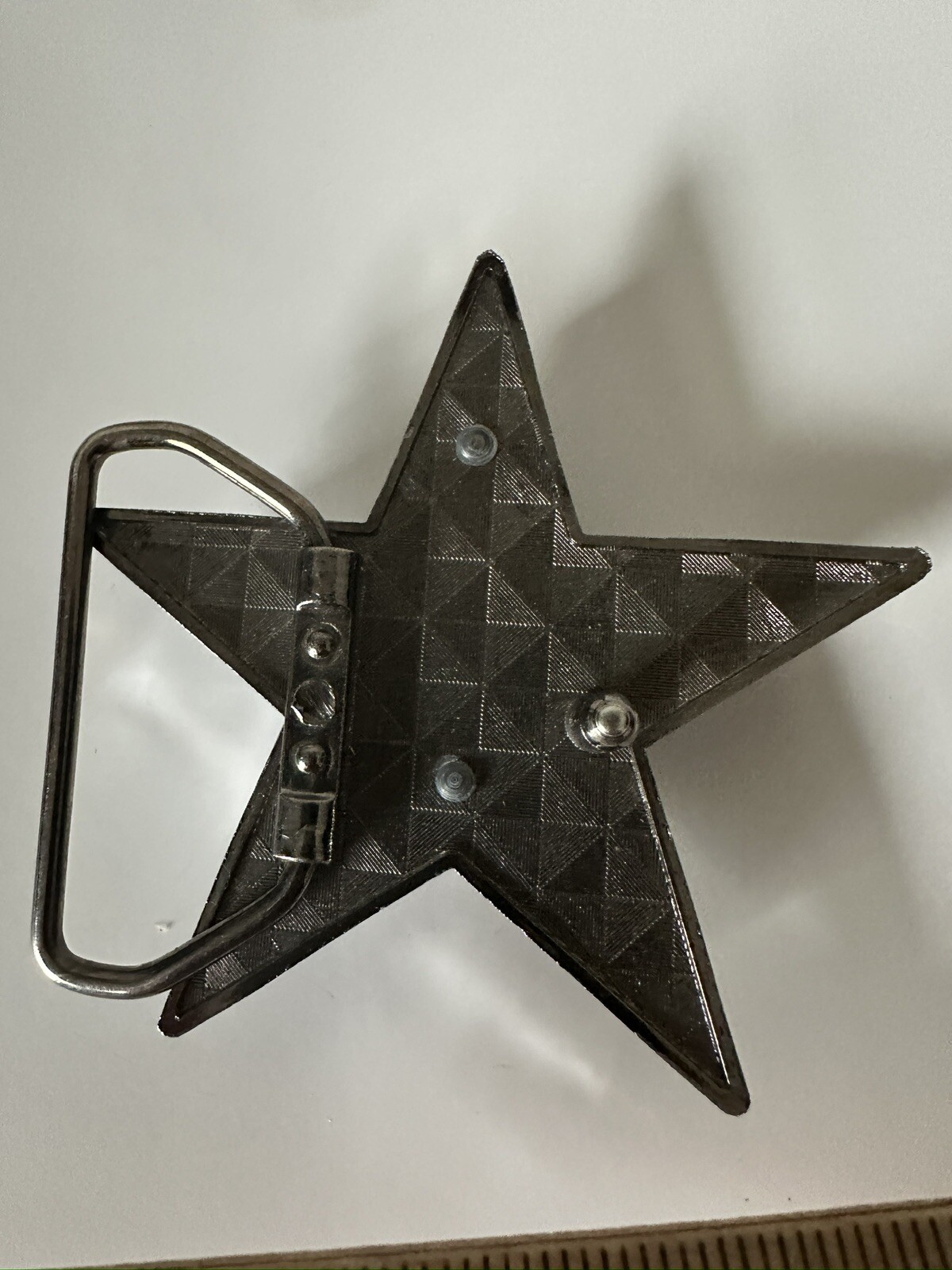 Pewter Belt Buckle Rhinestone Star clear