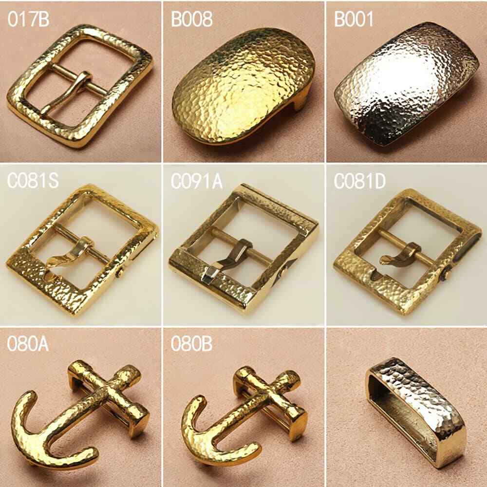Hammered striation Solid Brass copper Pin Belt Buckle for Men Women Leathercraft