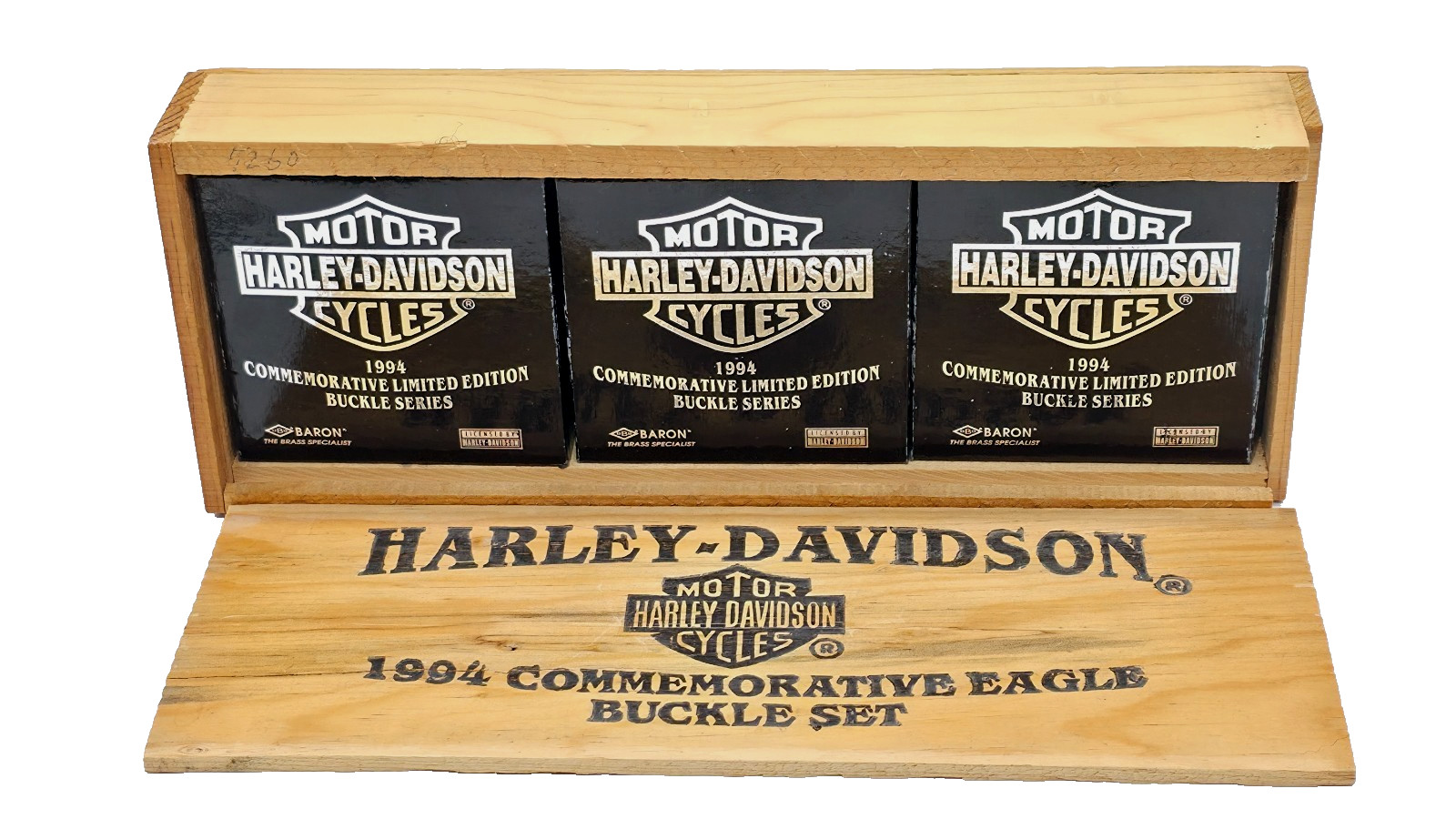 Harley-Davidson 1994 Pewter Commemorative Eagle Buckle Set by Baron