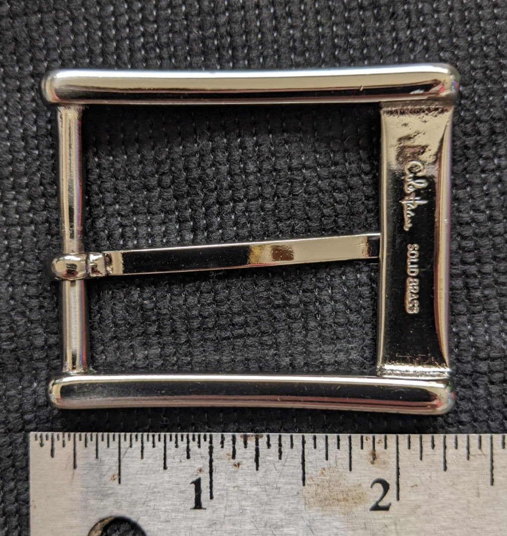 GENUINE COLE HAAN MENs BELT BUCKLE REPLACEMENT SOLID BRASS BRUSHED SILVER CHROME