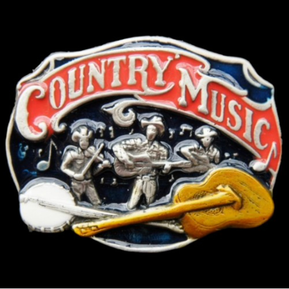 COUNTRY MUSIC BANJO GUITAR SINGER INSTRUMENTS BELT BUCKLE BOUCLE DE CEINTURE