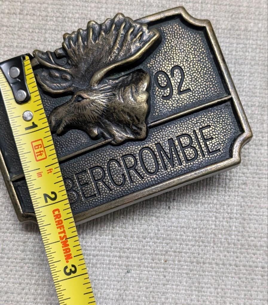 Y2K vintage ABERCROMBIE & FITCH belt buckle SOLID BRASS western 1990s moose A&F