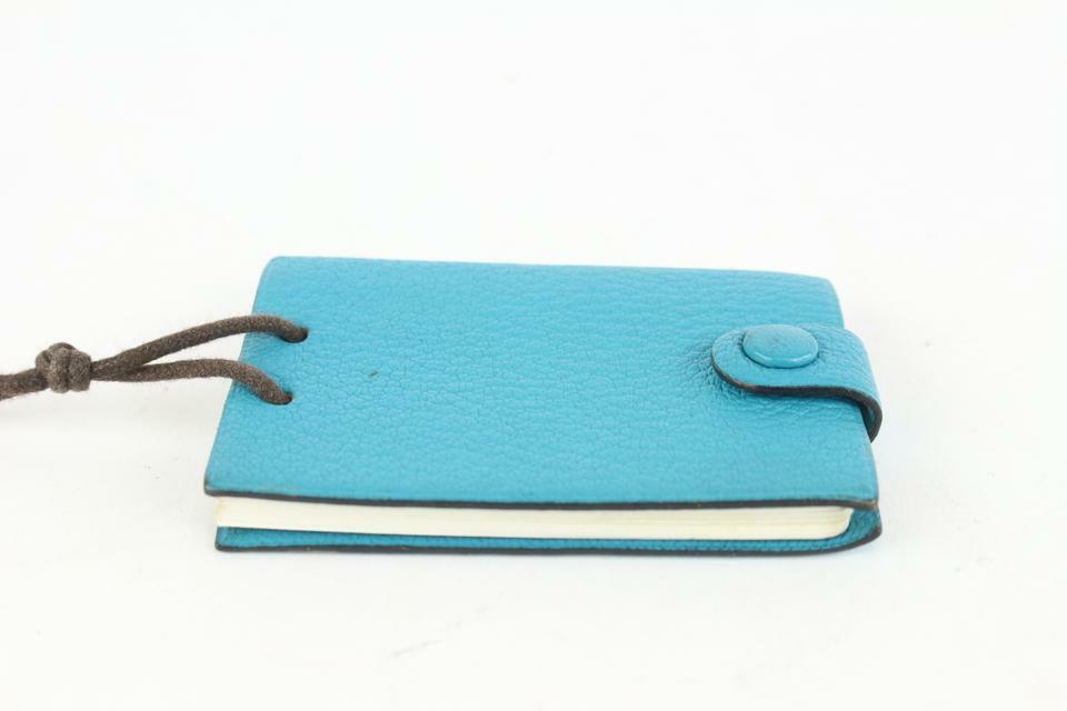 Hermès Blue Chevre Mini Note Cards with 925 Silver Pencil 1012h27