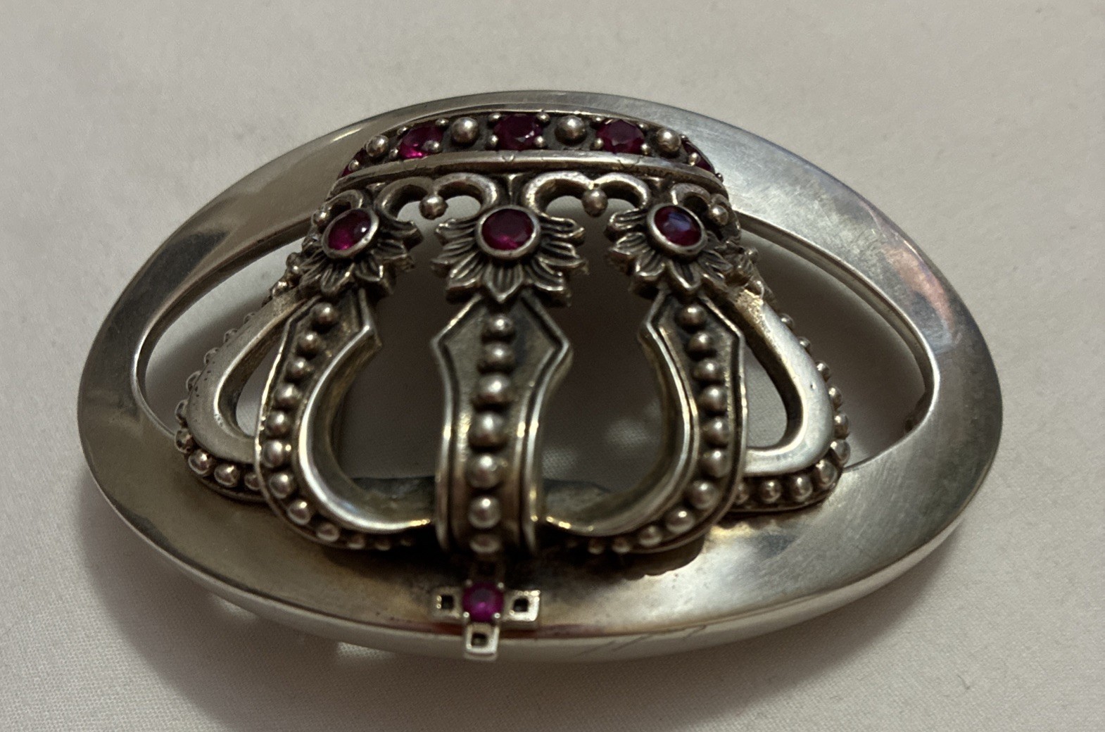 Vintage Rare Justin Davis Crown 925 Sterling Belt Buckle with stones