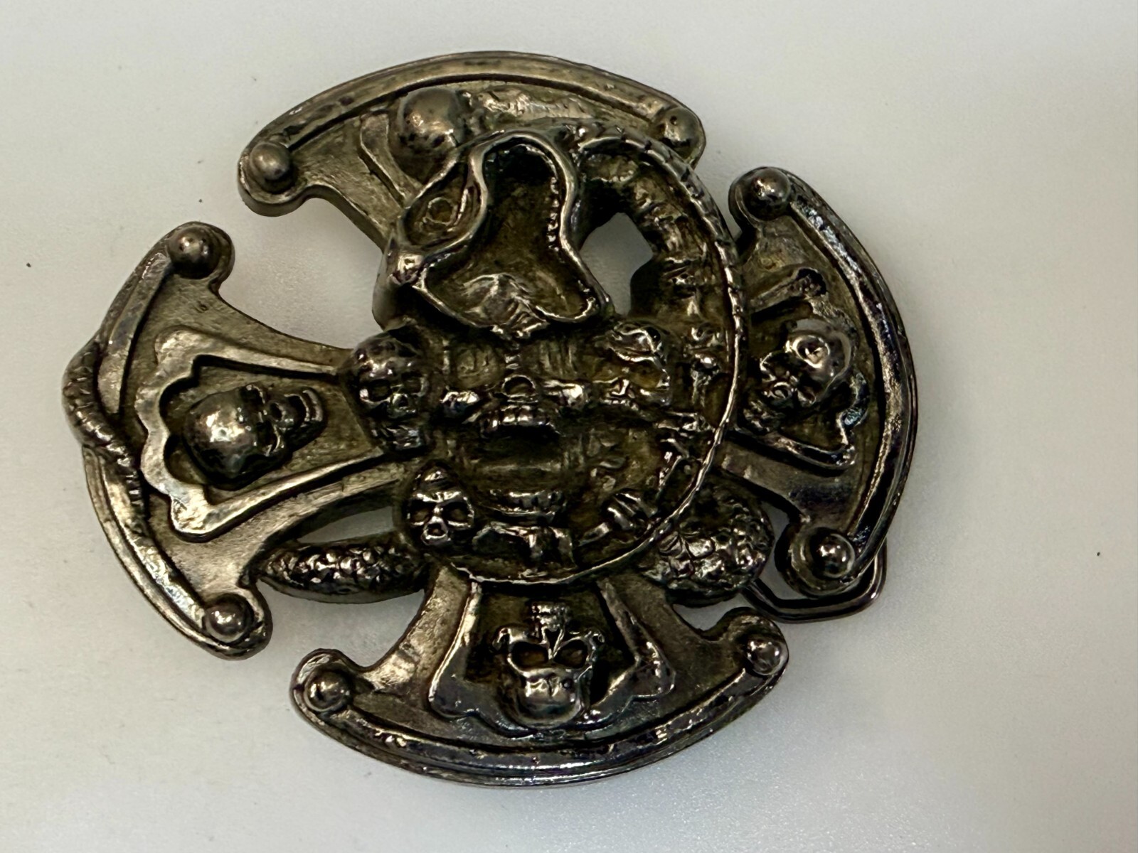 Many Skulls Maltese Iron Cross Artisan Cast? Awesome RARE Unknown! Belt Buckle