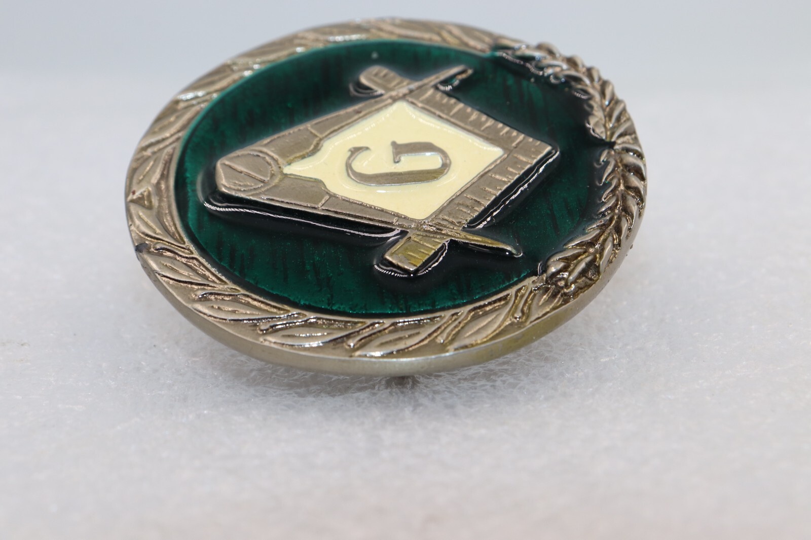 FREEMASON « G » BELT BUCKLE with Green Enamel Men’s Belt Buckle-Masonic 2008