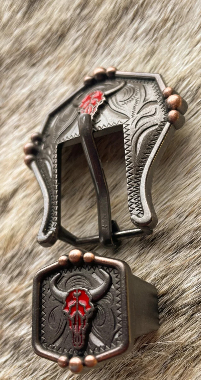 30 PCS 3/4&Prime; Bull buckle and keeper with conchos belt making leather craft Texas