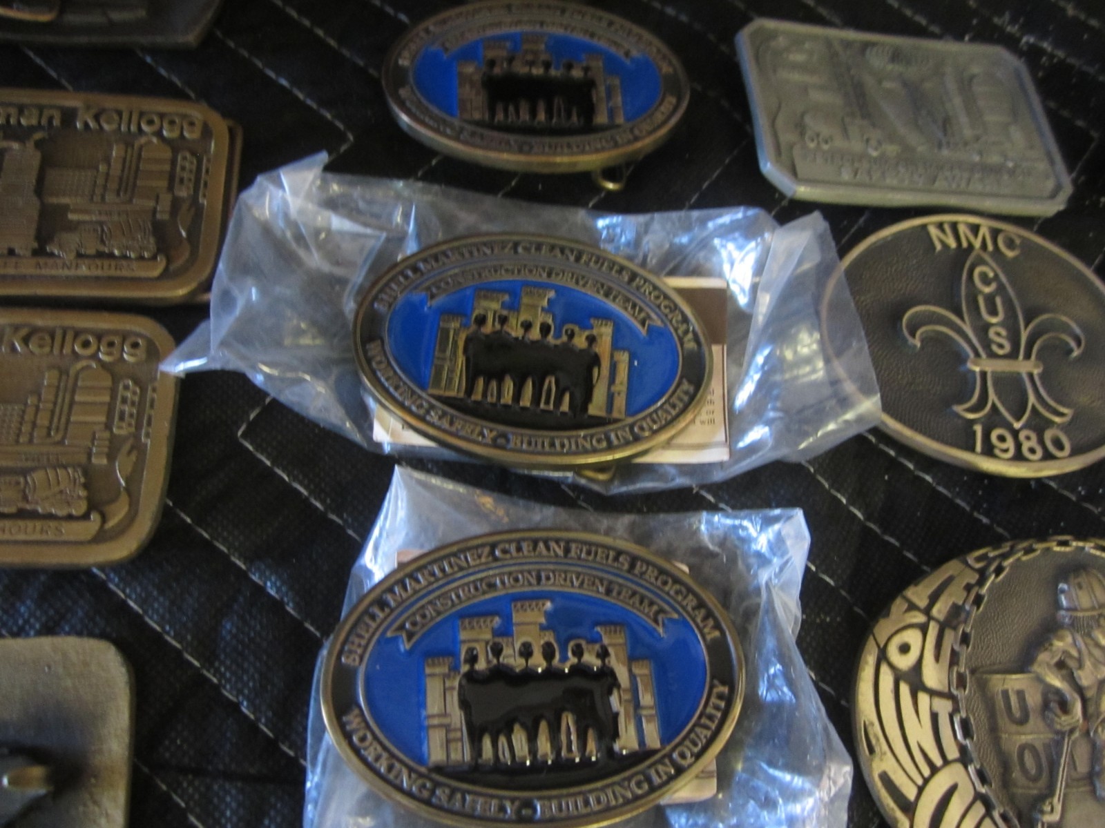 LOT OF 14 belt buckles Chrome BRASS metal Some New Some Old one is not a buckle