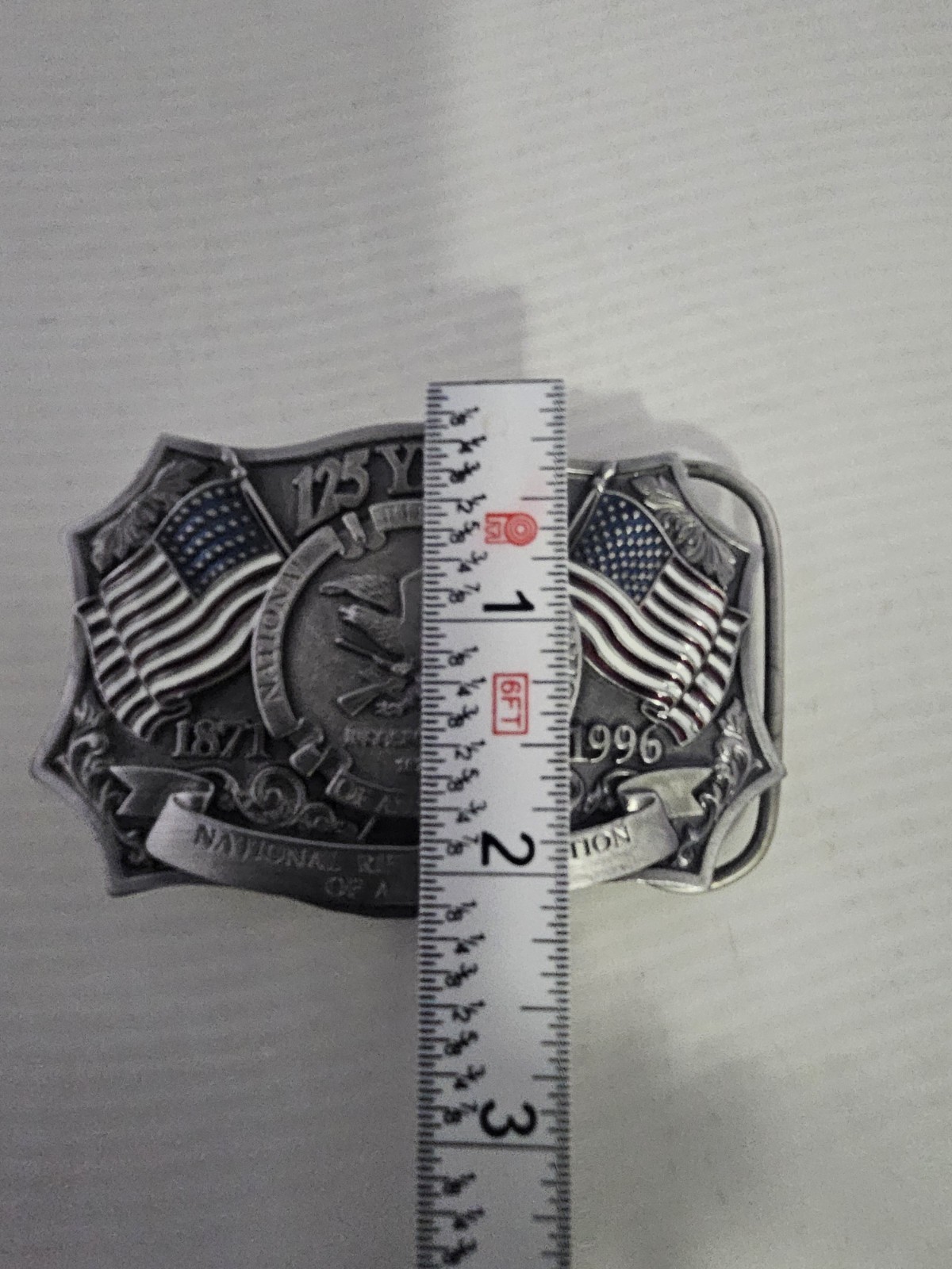 Vintage 1996 NRA National Rifle Association America 125 Years Belt Buckle Pewter