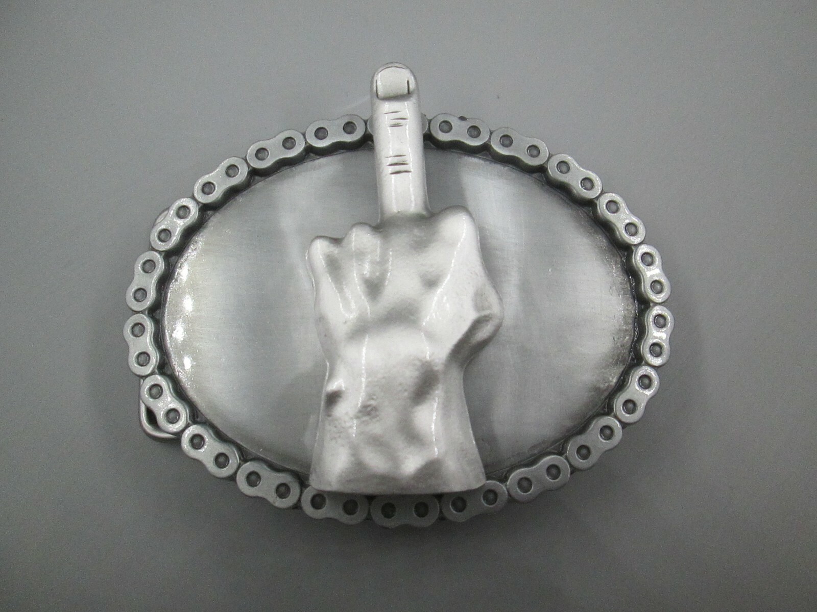 middle finger fuk you biker belt buckle